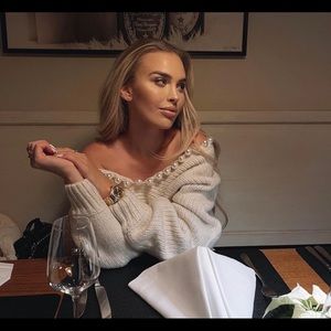 Zara Cream Off-Shoulder Sweater